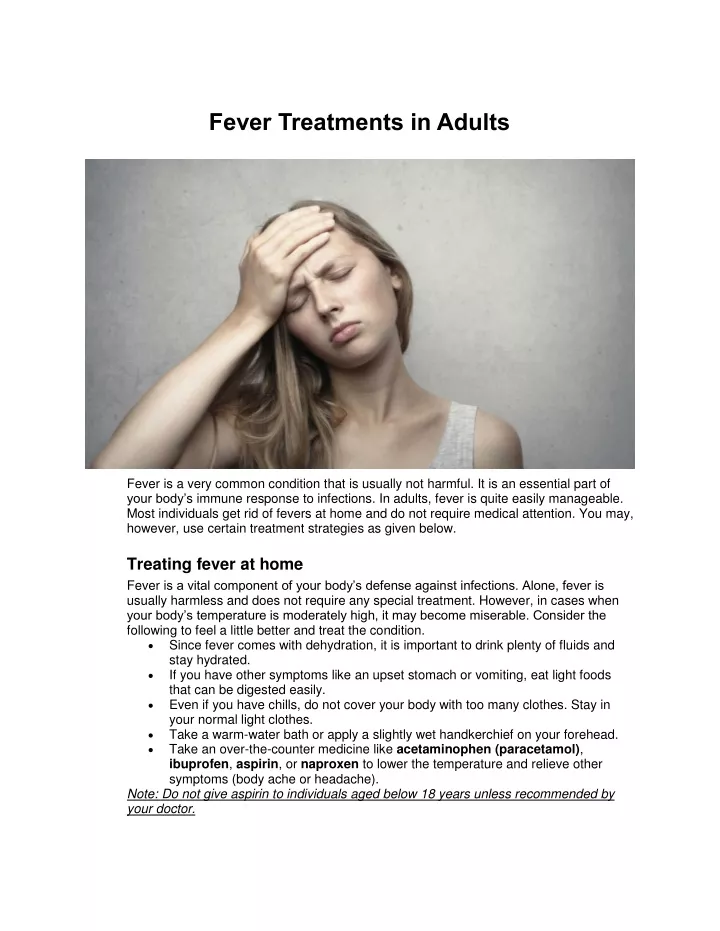fever treatments in adults