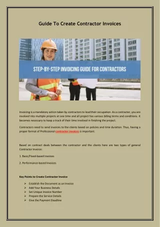 Guide To Create Contractor Invoices
