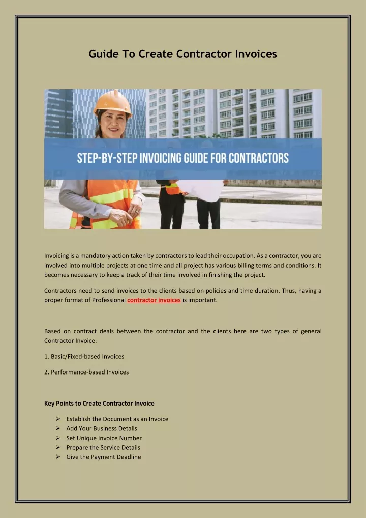 guide to create contractor invoices