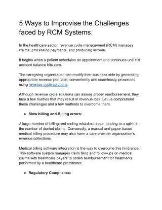 5 Ways to Improvise the Challenges faced by RCM Systems