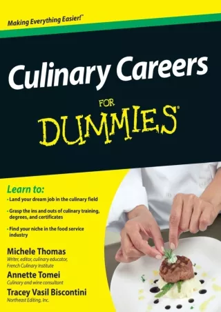 EPUB Culinary Careers For Dummies