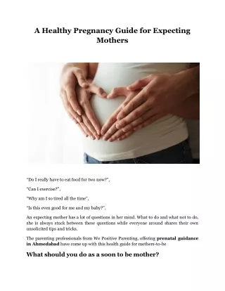 A Healthy Pregnancy Guide for Expecting Mothers