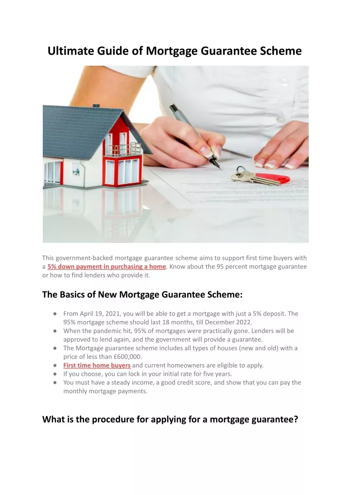 ultimate guide of mortgage guarantee scheme