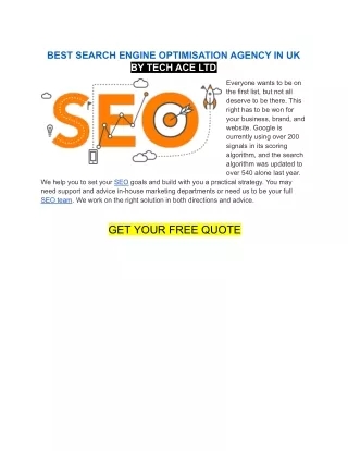 BEST SEARCH ENGINE OPTIMISATION AGENCY IN UK