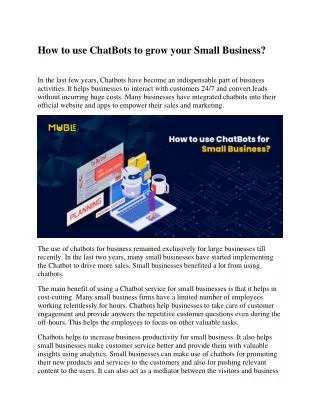 How to use ChatBots to grow your Small Business