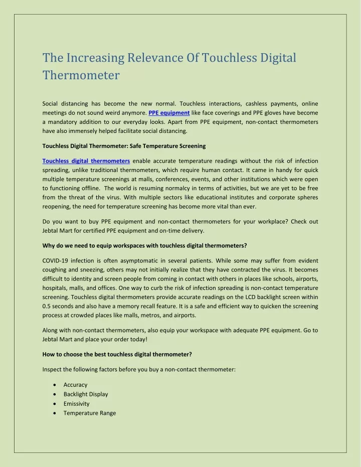 the increasing relevance of touchless digital