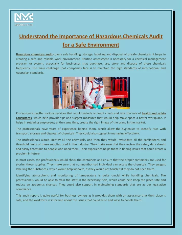 understand the importance of hazardous chemicals