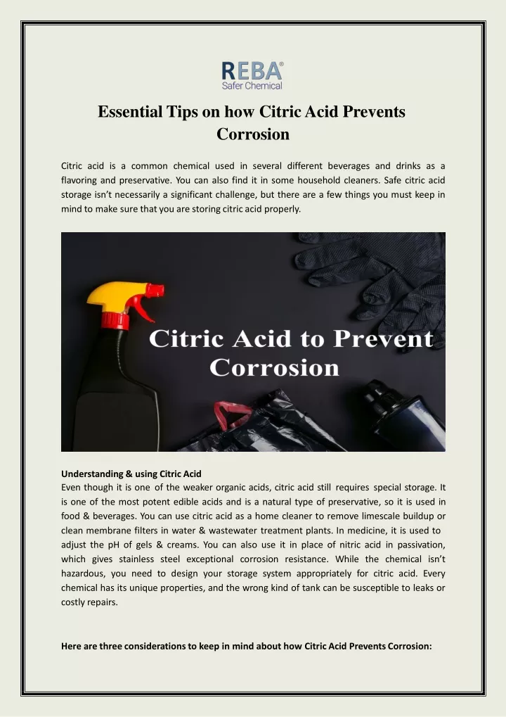 essential tips on how citric acid prevents