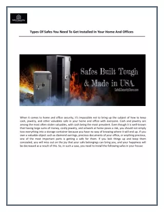 types of safes you need to get installed in your