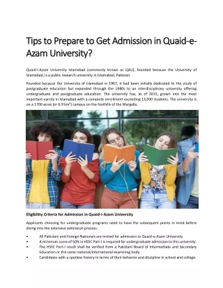 Tips to Prepare to Get Admission in Quaid