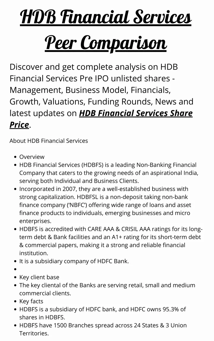 hdb financial services peer comparison