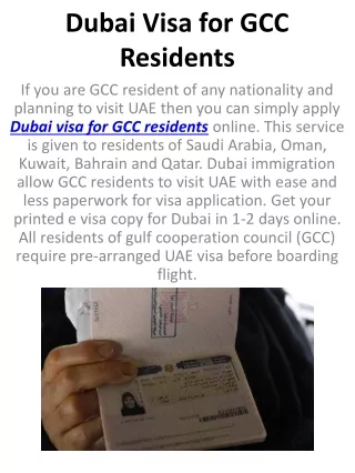 Dubai Visa for GCC Residents