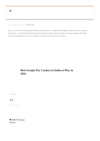 Best Google Pay Casinos in India