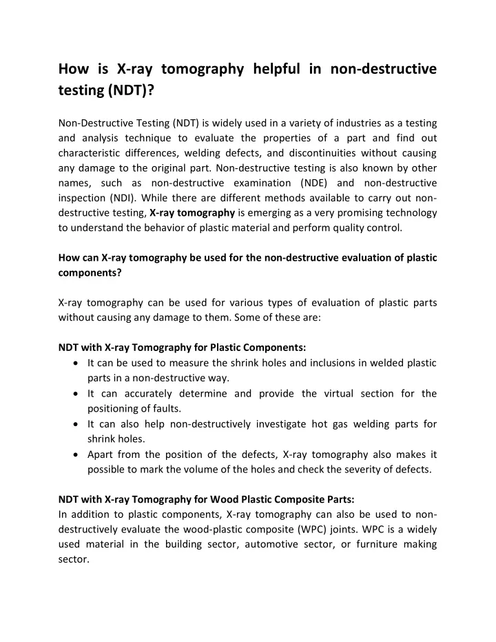 how is x ray tomography helpful