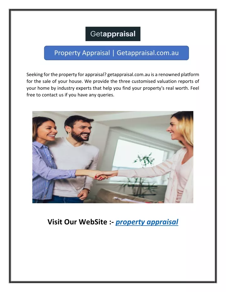 property appraisal getappraisal com au