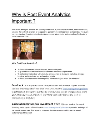 Why is Post Event Analytics important ?