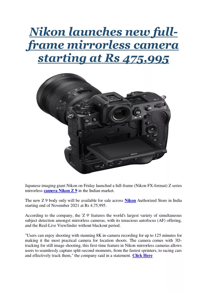 nikon launches new full frame mirrorless camera
