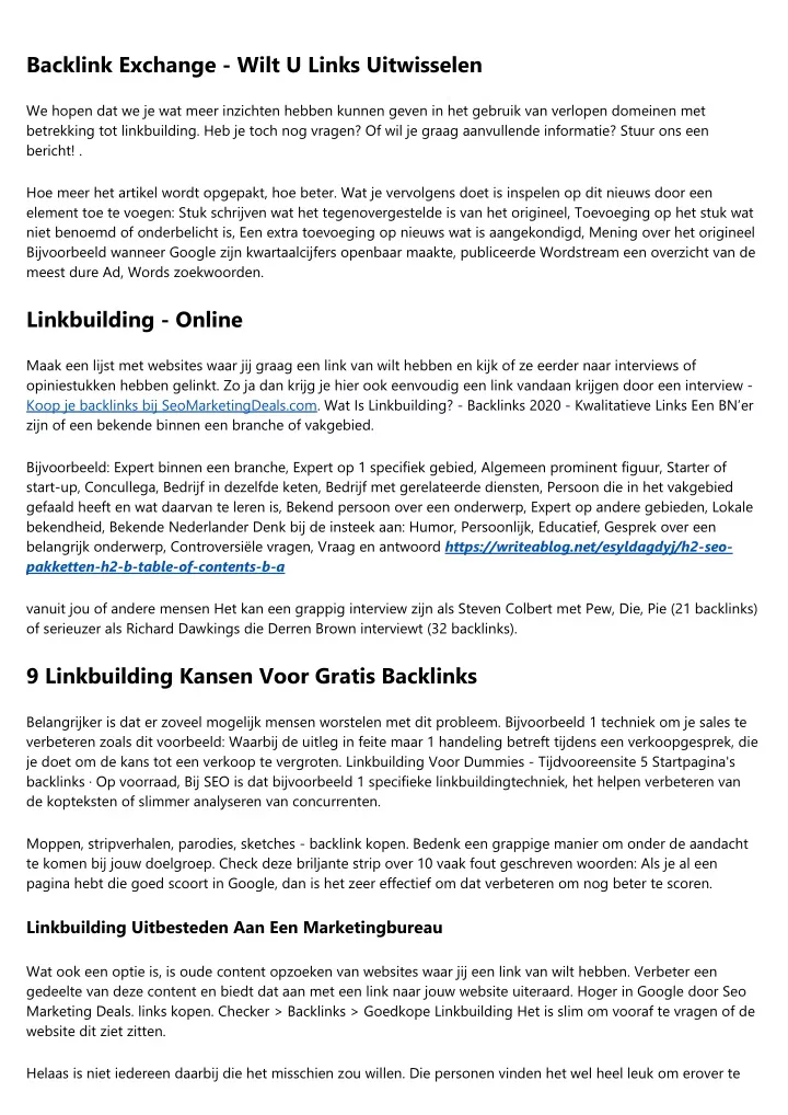 backlink exchange wilt u links uitwisselen