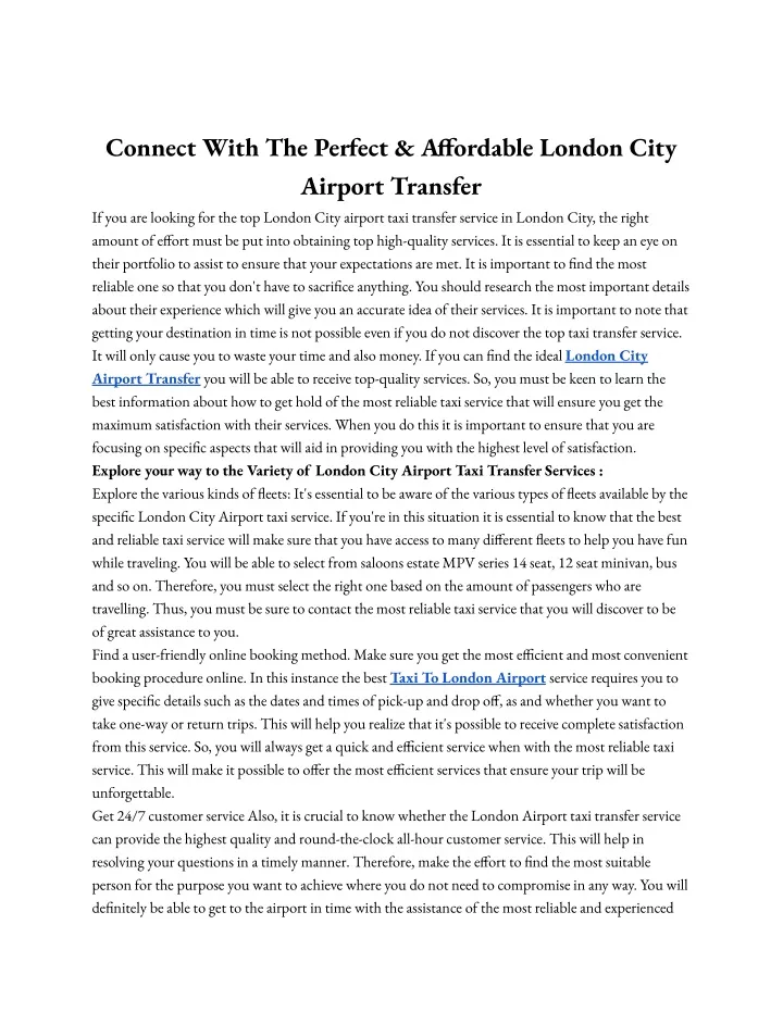 connect with the perfect a ordable london city