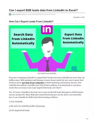 can i export b2b leads data from linkedin to excel