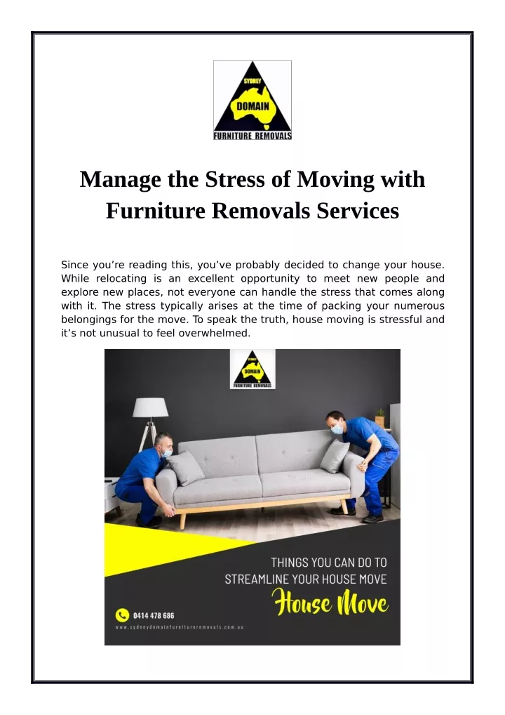 manage the stress of moving with furniture