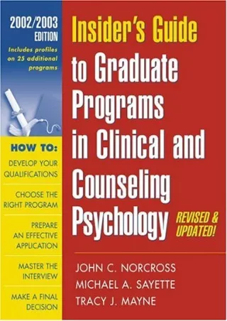 EBOOK Insider s Guide to Graduate Programs in Clinical and Counseling Psychology