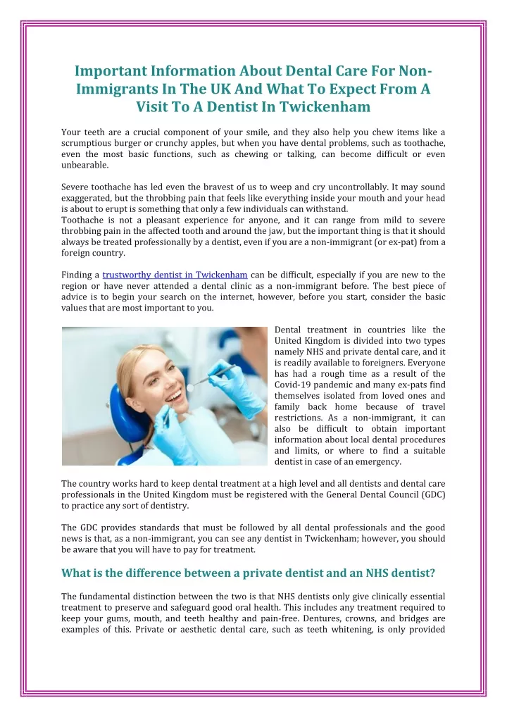 important information about dental care