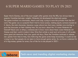 6 Super Mario Games