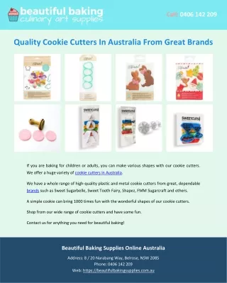 Quality Cookie Cutters In Australia From Great Brands