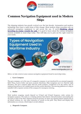 common navigation equipment used in modern ships
