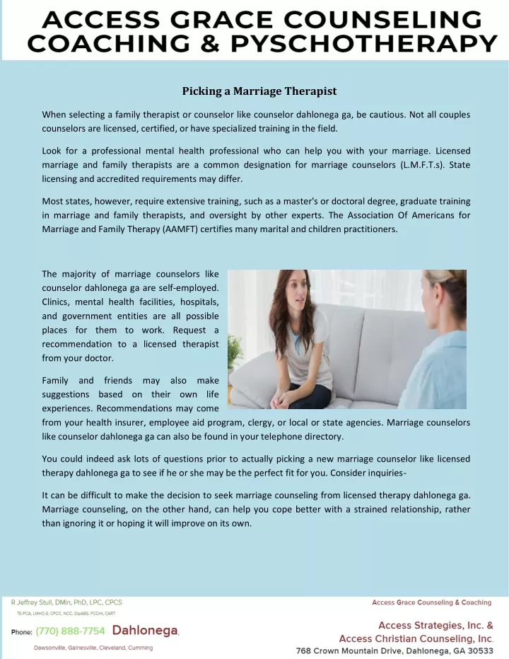 picking a marriage therapist