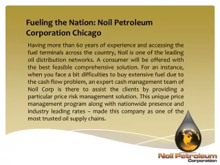 Fueling the Nation Noil Corp Inc Chicago