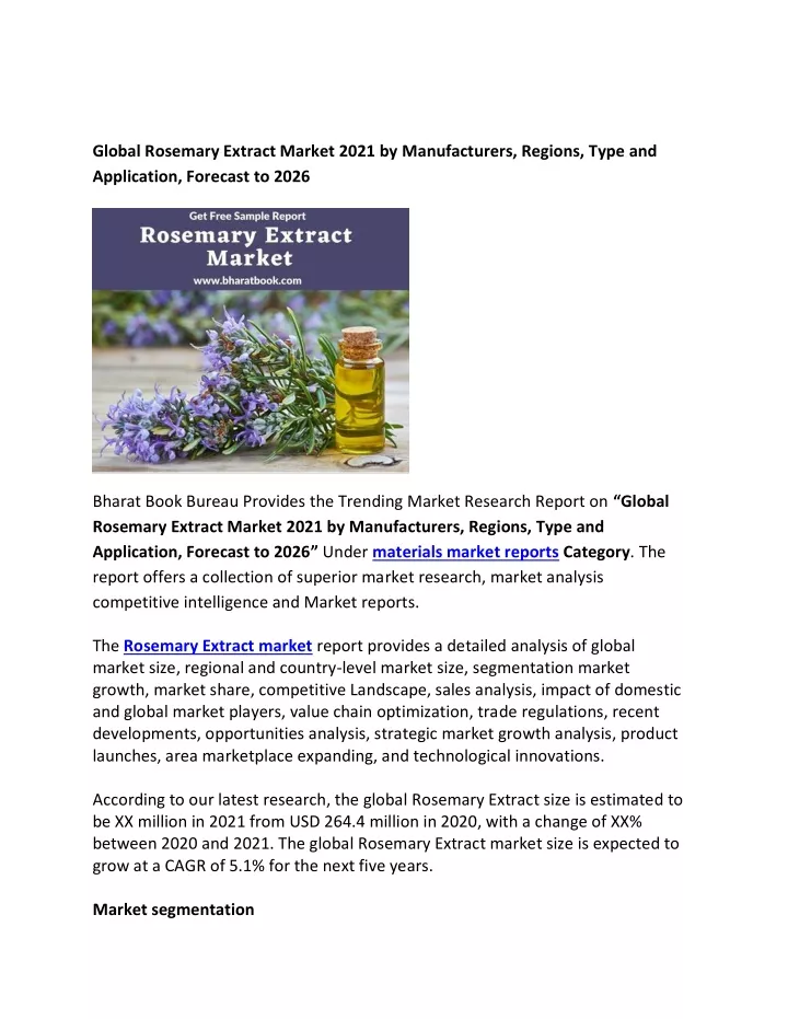 global rosemary extract market 2021