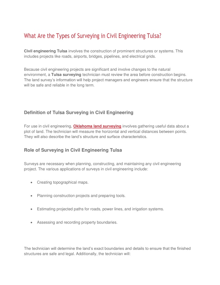 what are the types of surveying in civil