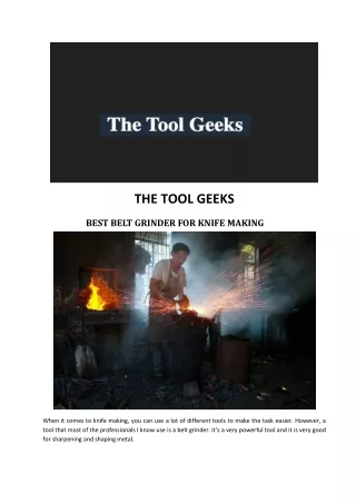 The Tool Geeks- Best Belt Sander for knife making