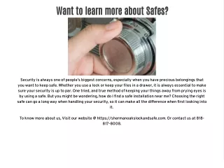 want to learn more about safes