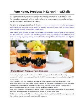 pure honey products in karachi itskhalis