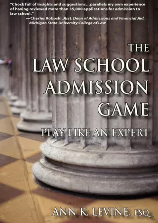 EBOOK The Law School Admission Game Play Like an Expert Law School Expert