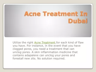 Acne Treatment In Dubai