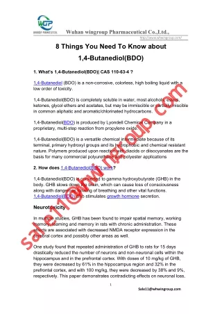 8 Things You Need To Know about 1,4-Butanediol(BDO)