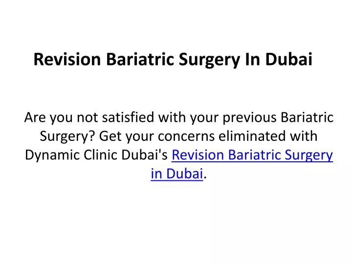 revision bariatric surgery in dubai
