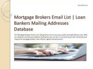 Mortgage Brokers Email List | Loan Bankers Mailing Addresses Database