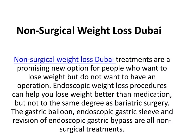 non surgical weight loss dubai
