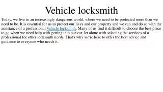 v ehicle locksmith