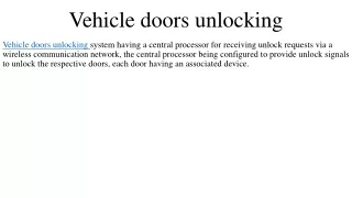 v ehicle doors unlocking