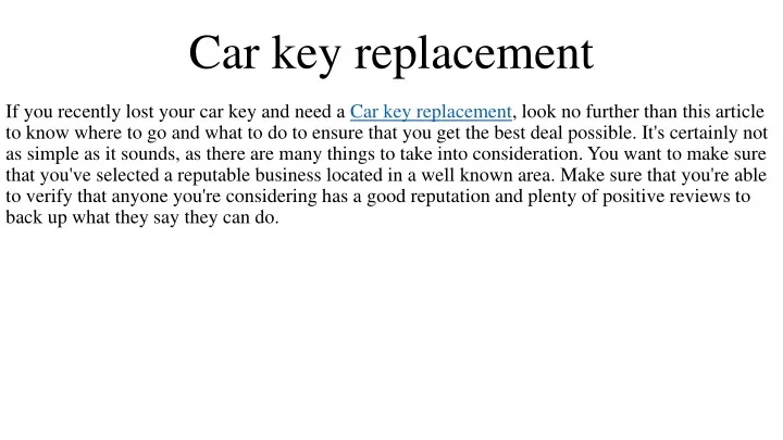 c ar key replacement