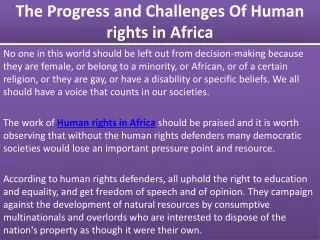 The Progress and Challenges Of Human rights in Africa