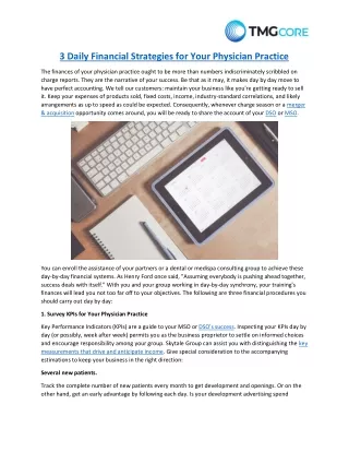 3 daily financial strategies for your physician