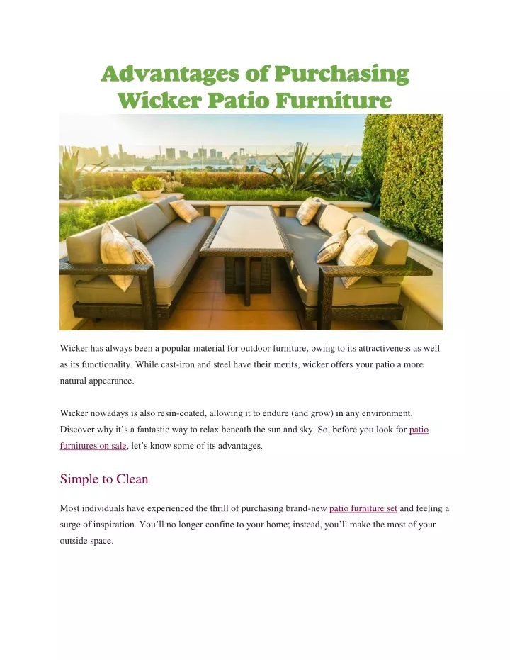 advantages of purchasing wicker patio furniture