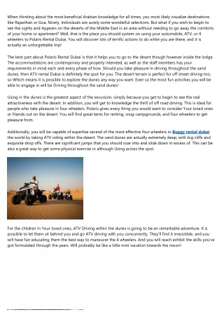 The Top Reasons People Succeed in the Quad bike safari Dubai Industry